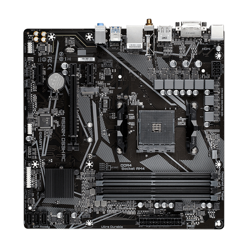 Motherboard Gigabyte A520M DS3H AC, AM4, DDR4, DVI-D, HDMI, DP, Micro-ATX