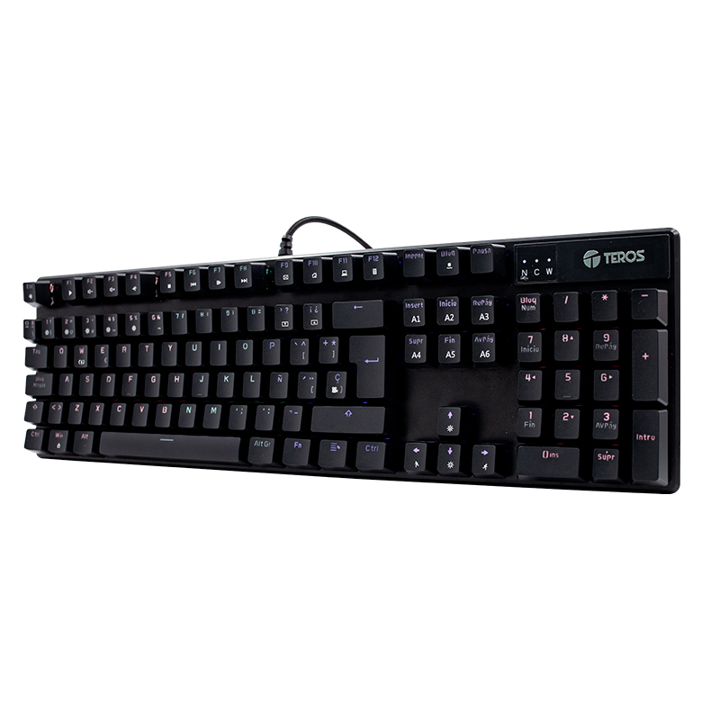Teclado mecánico TE-4068G, retroiluminación rainbow, USB 2.0, español, color negro