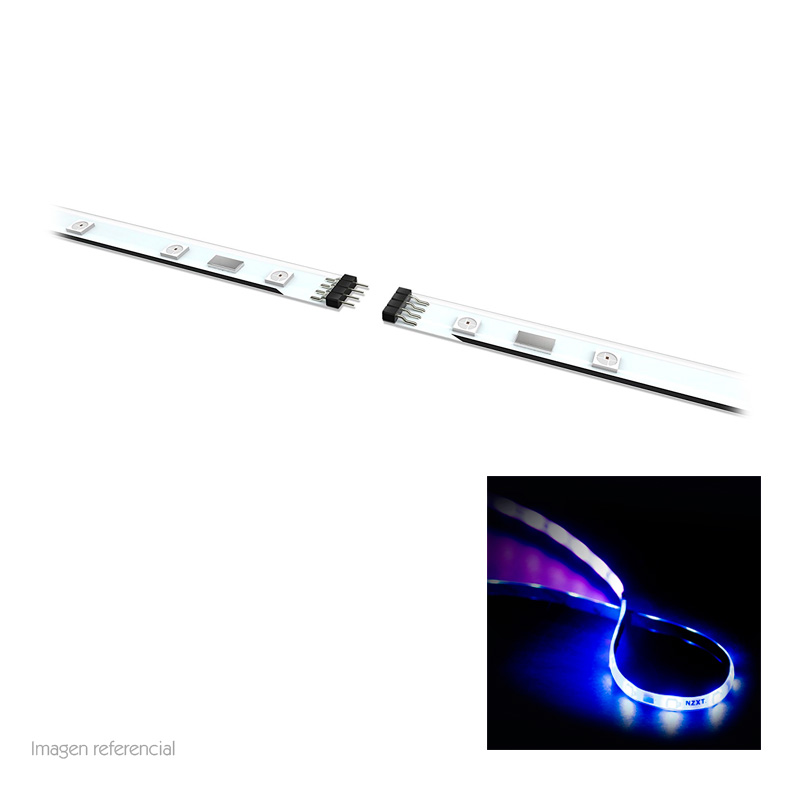 Kit de extensión NZXT HUE+, LED RGB, cables de 30 cm y 10 cm, cinta de doble pega.
