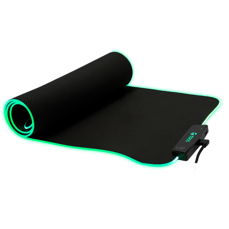 Mouse pad gamer TEROS TE-3013G, RGB, USB a tipo C, negro