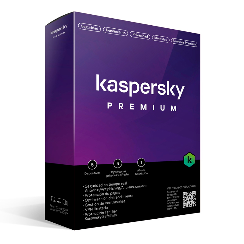 Kaspersky Premium Edition, para unos 5 dispositivos, Licencia de 1 año