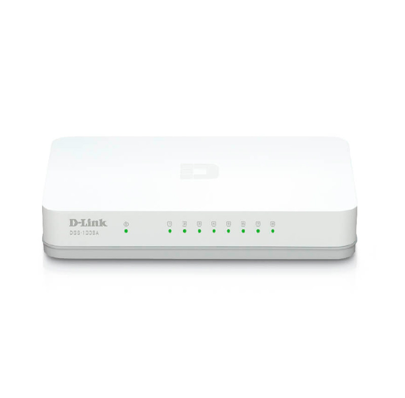 Switch D-Link DGS-1008A, 8 RJ-45 10/100/1000 Mbps, MDI/MDIX, CSMA/CD.
