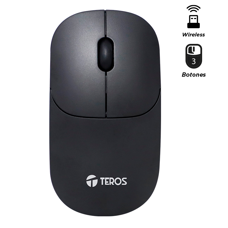 Mouse óptico inalámbrico TEROS TE-1217S, 1000 DPI, receptor USB, 3 botones