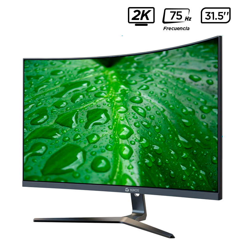 Monitor curvo TEROS TE-3251S, 31.5" 2K QHD VA, 75 Hz, 1 ms, HDMI, DP, USB