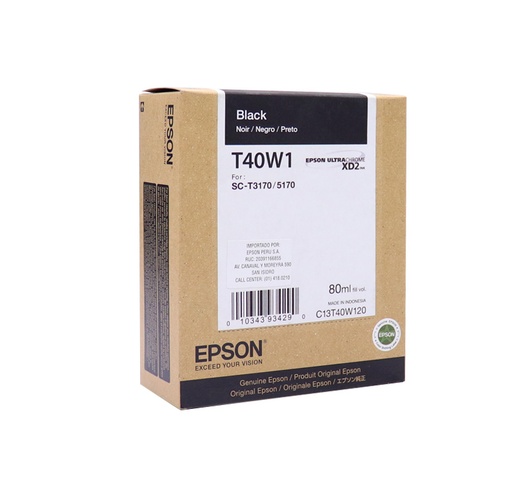 [ 316084] Cartucho de tinta Epson T40W120, UltraChrome XD2, contenido 80ml, color negro.