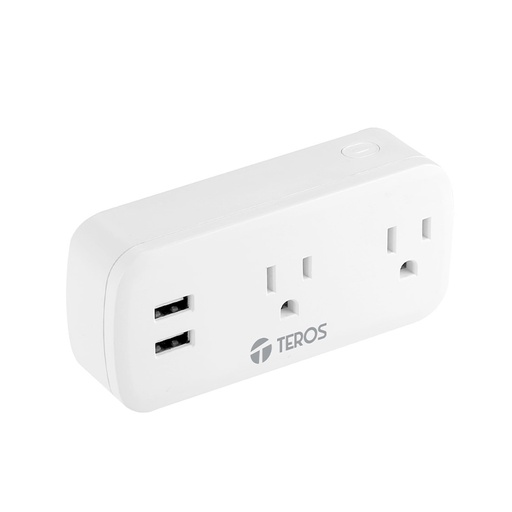 [ 424101] Tomacorriente inteligente TEROS TE9102W, incluye 2 x tomas / 2 x USB / Wi-Fi, color blanco