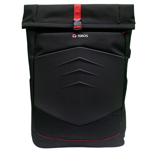 [ 417011] Mochila gamer TEROS TE-IDS18588, poliéster, soporta notebooks de hasta 15.6", negro + rojo