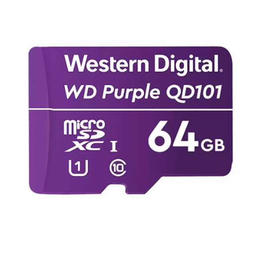 [ 368272] Memoria Flash WD Purple 64GB SC QD101 microSD, ideal para Camaras de videovigilancia.