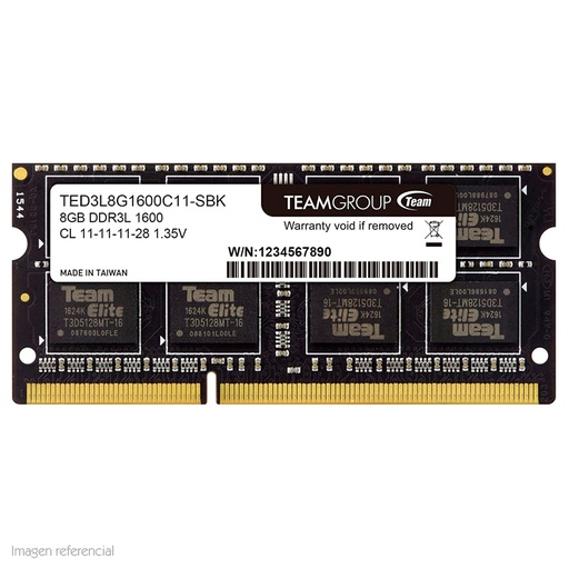 [ 342759] Memoria TeamGroup, 8GB, DDR3L, SODIMM, 1600MHz, CL11-11-11-28, 1.35V