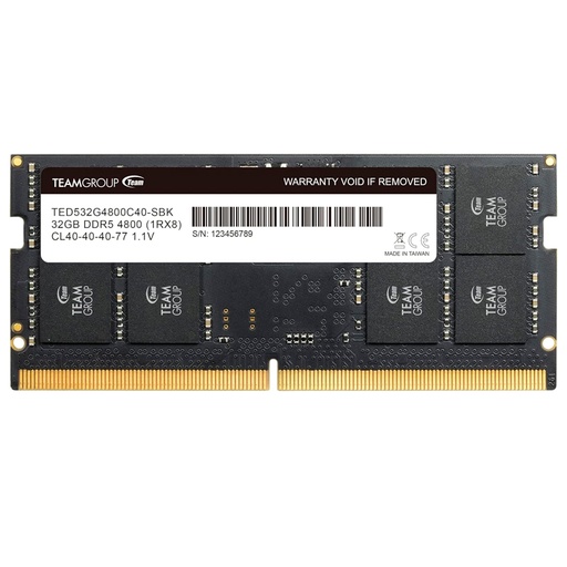 [ 435594] Memoria TEAMGROUP SO-DIMM ELITE DDR5, 32GB DDR5-4800MHz, CL40, 1.1V, 262-Pin, Non-ECC