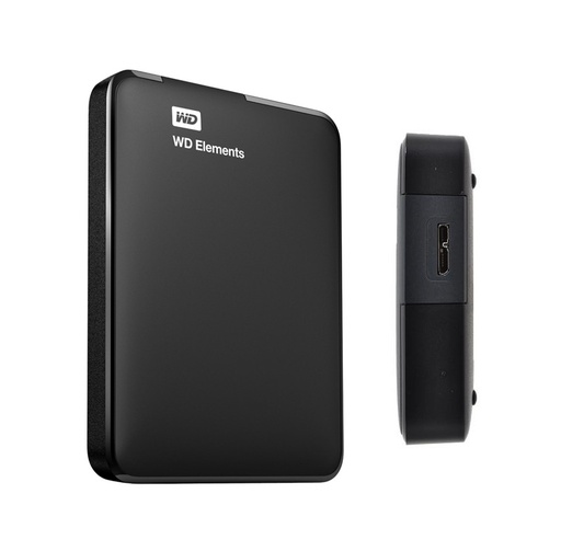 [ 187210] Disco duro externo Western Digital Elements Portable, 1 TB, USB 3.0, negro.