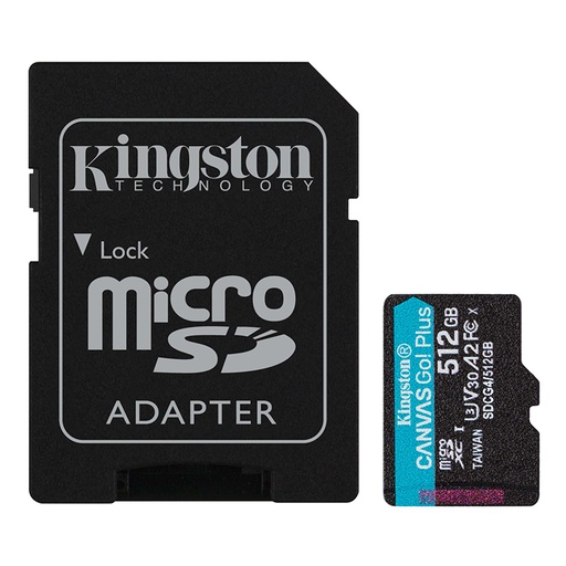 [ 478467] Memoria Flash microSD Kingston Canvas Go! Plus, 512GB, con adaptador SD